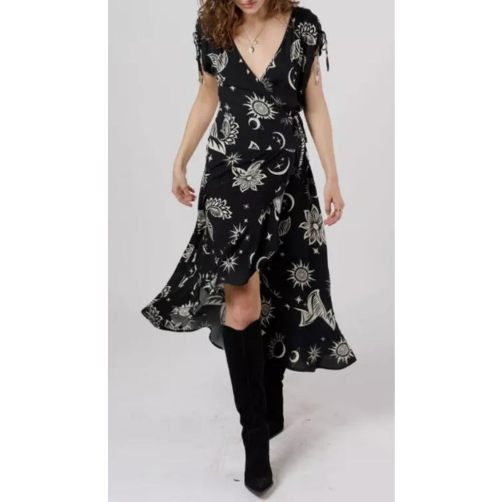 Band of the Free Moon Sun Celestial High Low Sleeveless Black Dress New Size XS